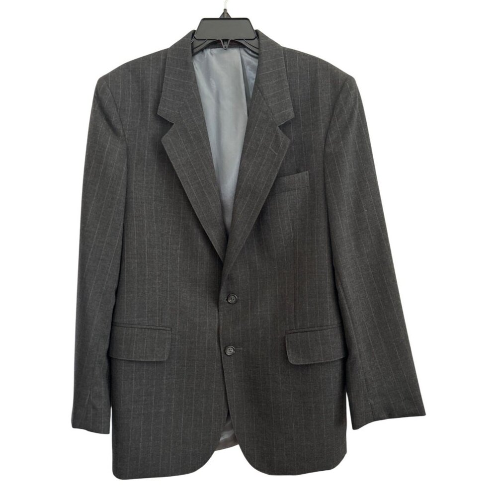 Christopher Brooks Mens Grey Pinstripe 100% Wool Blazer Size 40R